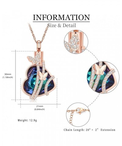 Butterfly Heart Urn Necklaces Cremation Jewelry for Ashes for Women Men Memorial Human Ashes Pendant Rose Gold-Blue $11.21 Ot...