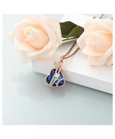 Butterfly Heart Urn Necklaces Cremation Jewelry for Ashes for Women Men Memorial Human Ashes Pendant Rose Gold-Blue $11.21 Ot...