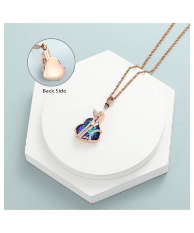 Butterfly Heart Urn Necklaces Cremation Jewelry for Ashes for Women Men Memorial Human Ashes Pendant Rose Gold-Blue $11.21 Ot...