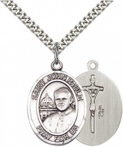 Sterling Silver St. John Paul II Pendant with 24" Stainless Steel Heavy Curb Chain. $38.07 Necklaces