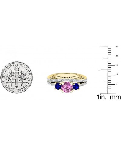 14K 5.5 MM Round Gemstone And Diamond Ladies Engagement Ring Set, Yellow Gold Pink Sapphire $303.69 Sets