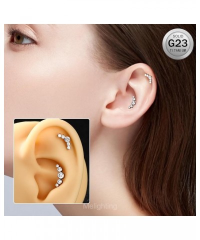 Titanium Conch Piercing Jewelry Internally Threaded 16G Cured Cartilage Earring Clear CZ Titanium G23 Helix Piercing Jewelry ...