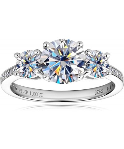 Engagement Ring Moissanite Rings for Women Sterling Silver Ring Wedding Promise Rings for Her White-3CT 7 $24.59 Rings