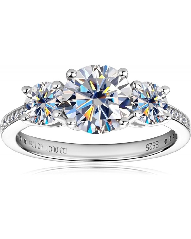 Engagement Ring Moissanite Rings for Women Sterling Silver Ring Wedding Promise Rings for Her White-3CT 7 $24.59 Rings