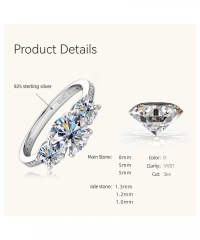 Engagement Ring Moissanite Rings for Women Sterling Silver Ring Wedding Promise Rings for Her White-3CT 7 $24.59 Rings