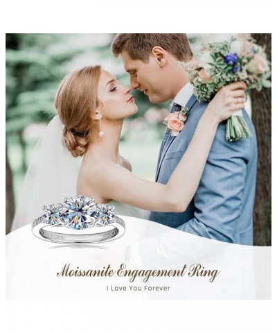 Engagement Ring Moissanite Rings for Women Sterling Silver Ring Wedding Promise Rings for Her White-3CT 7 $24.59 Rings