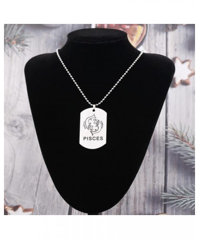 12 Constellations Dog Tag Pendant Necklace for Men Women Astrology Jewelry Zodiac Charm with Chain PISCES NS $10.38 Necklaces