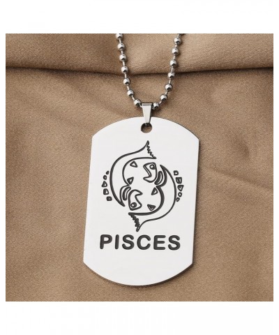 12 Constellations Dog Tag Pendant Necklace for Men Women Astrology Jewelry Zodiac Charm with Chain PISCES NS $10.38 Necklaces