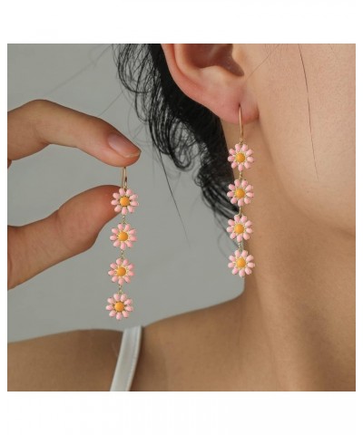 Flower Earrings for Women Dangling, White Flower Stud Earrings Cherry Blossoms Sakura Daisy Floral Teardrop Lily Fairy Leaf P...