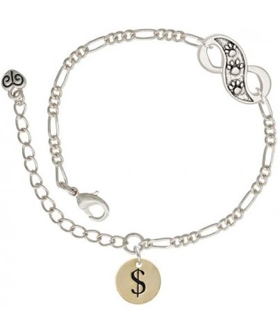 Goldtone Disc 1/2'' - Symbol - Silver-tone Paw Infinity Link Chain Bracelet, 6"+2" Extender Dollar Sign $16.17 Bracelets