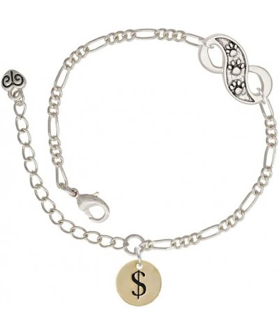 Goldtone Disc 1/2'' - Symbol - Silver-tone Paw Infinity Link Chain Bracelet, 6"+2" Extender Dollar Sign $16.17 Bracelets