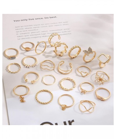 Gold Rings for Teen Girls Non Tarnish Boho Stackable Rings Set Cute Rings Dainty Pearl Rings Stacking Moon Star Knuckle Rings...