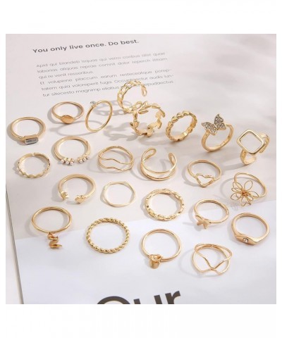 Gold Rings for Teen Girls Non Tarnish Boho Stackable Rings Set Cute Rings Dainty Pearl Rings Stacking Moon Star Knuckle Rings...