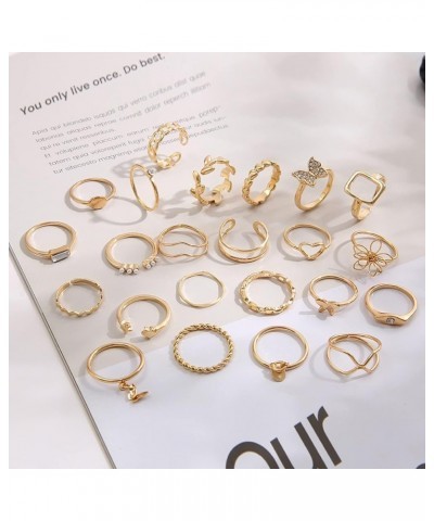 Gold Rings for Teen Girls Non Tarnish Boho Stackable Rings Set Cute Rings Dainty Pearl Rings Stacking Moon Star Knuckle Rings...