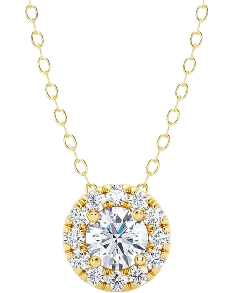 Lumante Women's 14k Gold Round Lab Grown Halo Diamond Pendant, 0.50-1cttw (F-G Color, VS Clarity), Gifts for Her Birthday, An...