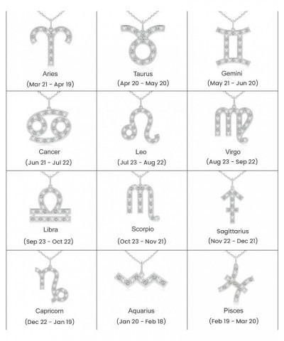 Natural Diamond Zodiac Sun Sign Pendant Necklace for Women, Girls in 14K Solid Gold/Sterling Silver (Color-K, Clarity-I3) | A...