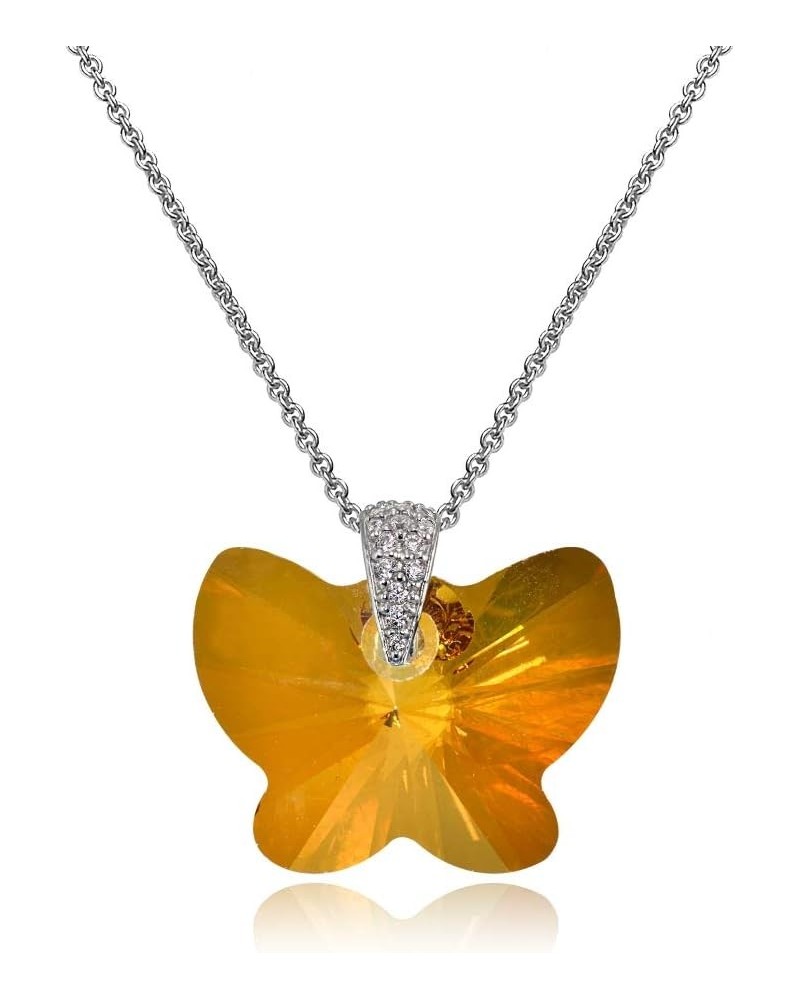 Sterling Silver Butterfly Pendant Necklace Made with European Crystals for Women Girls Copper $12.88 Necklaces