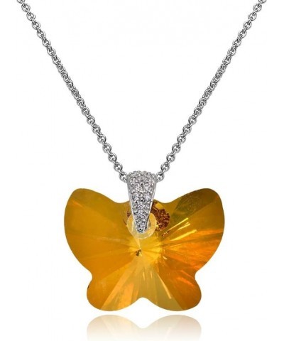 Sterling Silver Butterfly Pendant Necklace Made with European Crystals for Women Girls Copper $12.88 Necklaces