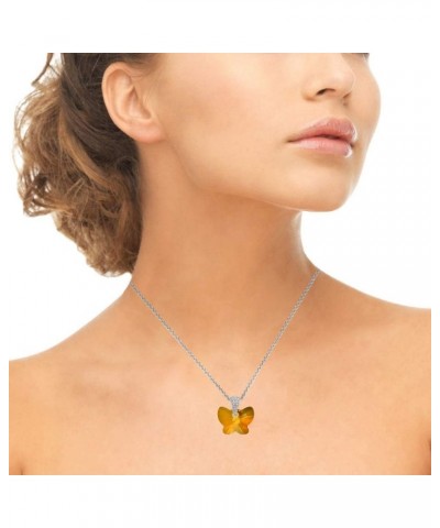 Sterling Silver Butterfly Pendant Necklace Made with European Crystals for Women Girls Copper $12.88 Necklaces