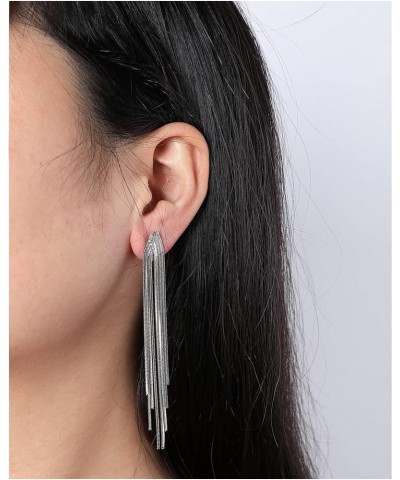 Women's Statement Clip-On Earrings Hypoallergenic Lightweight Clip Earrings E-silver tassel $10.56 Earrings