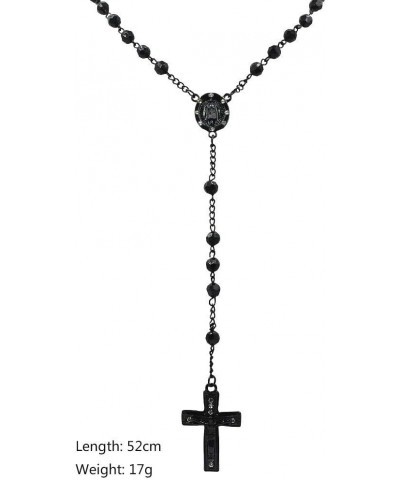 Unisex Rosary Necklace Crystal Prayer Beads Gold Plated Cross Rosary Charm Necklace Black $6.59 Necklaces