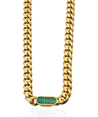 Chunky Gold Chain Choker Necklaces for Women-Titanium Steel 18K Thick Chain Necklace Classic Trendy Malachite Cuban Link Chai...