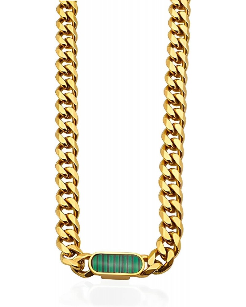 Chunky Gold Chain Choker Necklaces for Women-Titanium Steel 18K Thick Chain Necklace Classic Trendy Malachite Cuban Link Chai...