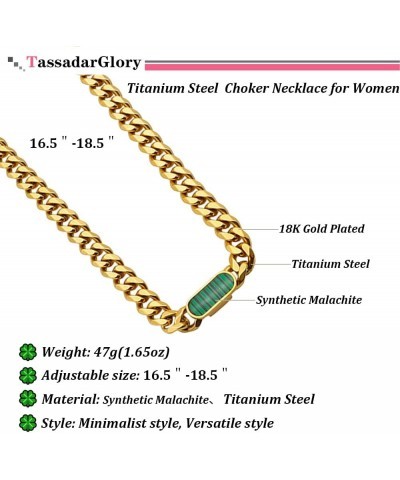 Chunky Gold Chain Choker Necklaces for Women-Titanium Steel 18K Thick Chain Necklace Classic Trendy Malachite Cuban Link Chai...