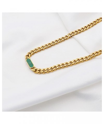 Chunky Gold Chain Choker Necklaces for Women-Titanium Steel 18K Thick Chain Necklace Classic Trendy Malachite Cuban Link Chai...