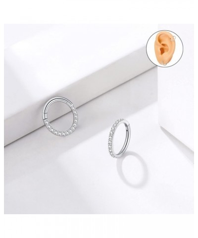 Nose Rings Hypoallergenic 18G 16G Titanium steel inlaid zirconia Body Piercing Nose Hoop Lip Rings Nose Helix Cartilage Earri...