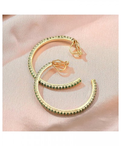 4.3CM(1.7in) Clip On Hoop Earrings Cubic Zirconia Non Pierced Ears Hoops for Women Girls Gold-Green $9.43 Earrings