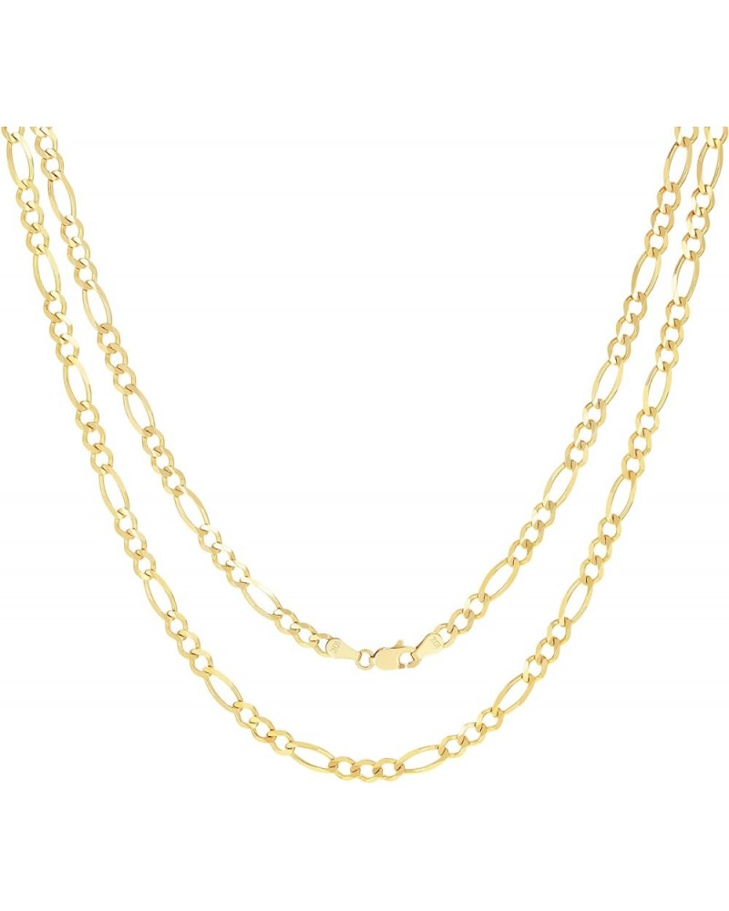 10k Yellow Gold 4.5mm Solid Figaro Chain Link Pendant Necklace, Mens Womens Jewelry 16" 18" 20" 22" 24" 26" 28" 30 26 $236.55...