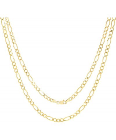 10k Yellow Gold 4.5mm Solid Figaro Chain Link Pendant Necklace, Mens Womens Jewelry 16" 18" 20" 22" 24" 26" 28" 30 26 $236.55...