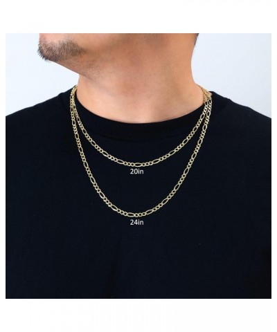 10k Yellow Gold 4.5mm Solid Figaro Chain Link Pendant Necklace, Mens Womens Jewelry 16" 18" 20" 22" 24" 26" 28" 30 26 $236.55...