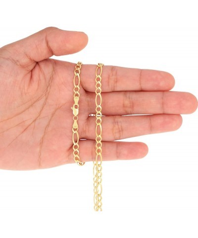 10k Yellow Gold 4.5mm Solid Figaro Chain Link Pendant Necklace, Mens Womens Jewelry 16" 18" 20" 22" 24" 26" 28" 30 26 $236.55...