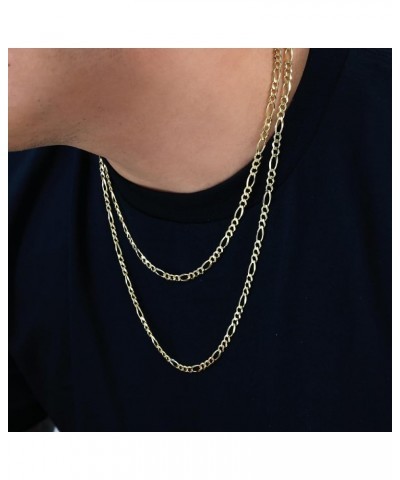 10k Yellow Gold 4.5mm Solid Figaro Chain Link Pendant Necklace, Mens Womens Jewelry 16" 18" 20" 22" 24" 26" 28" 30 26 $236.55...