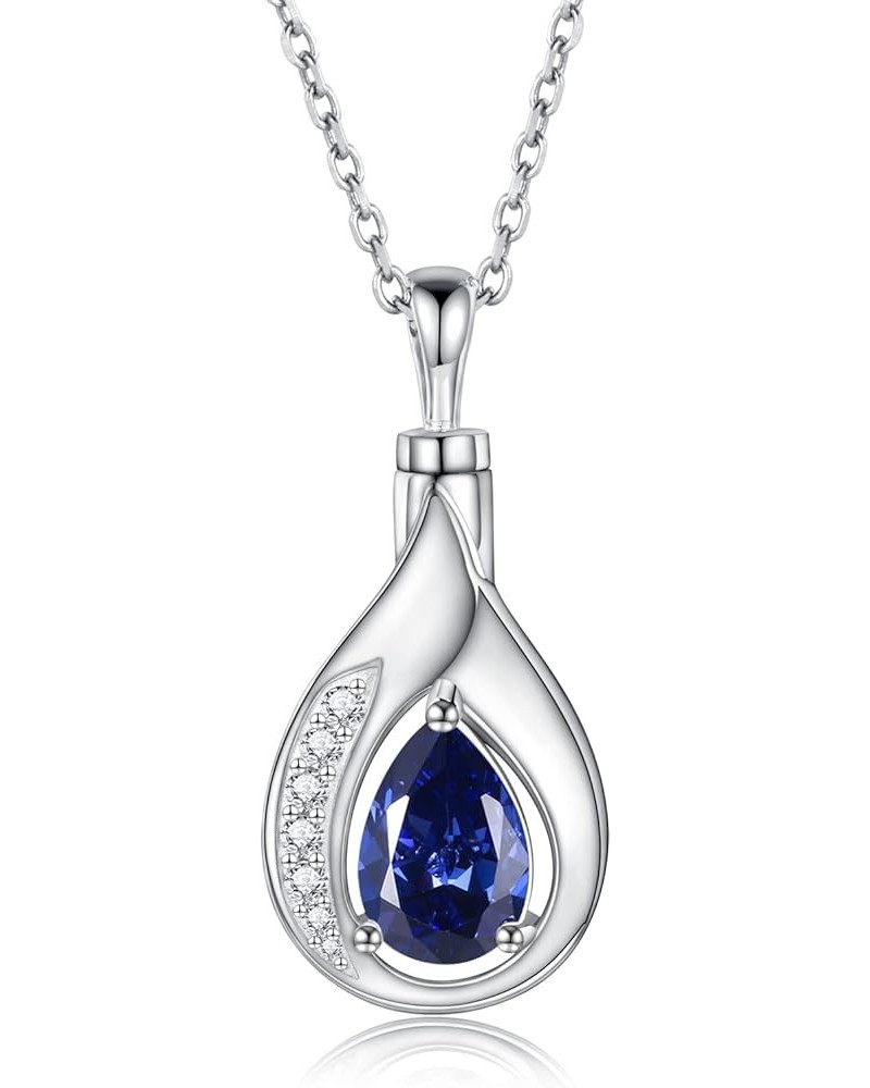 Teardrop Urn Necklace for Ashes - 925 Sterling Silver Blue Cremation Pendant Memorial Keepake Funeral Necklace Jewelry Gifts ...