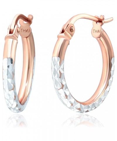 Sterling Silver Diamond Cut Hoop Earrings with Click-Top Tube Size 2.0mm Rose Gold 15 Millimeters $12.50 Earrings