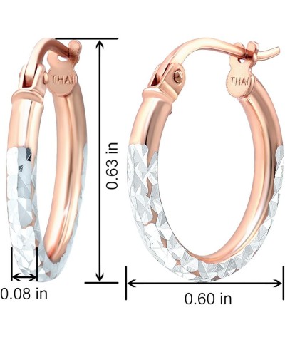 Sterling Silver Diamond Cut Hoop Earrings with Click-Top Tube Size 2.0mm Rose Gold 15 Millimeters $12.50 Earrings