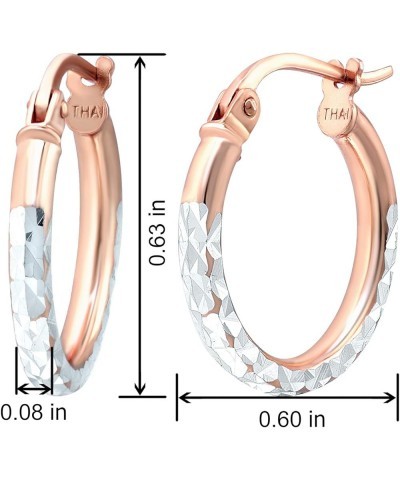 Sterling Silver Diamond Cut Hoop Earrings with Click-Top Tube Size 2.0mm Rose Gold 15 Millimeters $12.50 Earrings