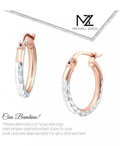 Sterling Silver Diamond Cut Hoop Earrings with Click-Top Tube Size 2.0mm Rose Gold 15 Millimeters $12.50 Earrings