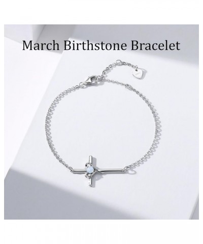 Birthstone Jewelry 925 Sterling Silver Birthstone Bracelets for Women Cross Bracelet Birthday Jewelry Gifts for Women Girls 3...