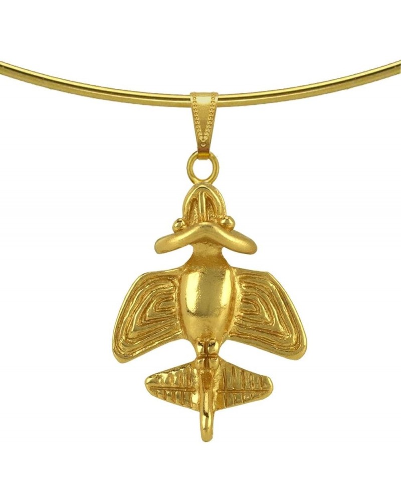 24k GP Quimbaya Flyer Pendant Necklace - Precolumbian Jewelry - Original Golden Jets Collection - Ancient Aircraft, Astronaut...