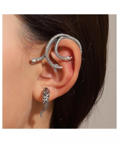 Crystal Snake Stud Earrings for Women Gold Snake Cuff Earrings Silver Punk Snake Earrings Rhinestone Snake Climber Earrings J...