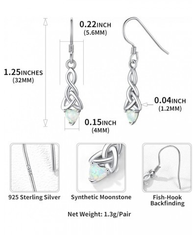 Sparkling Heart Birthstone 925 Sterling Silver Celtic Knot Dangle Hook Earrings (with Gift Box) J: October Birthstone-Created...