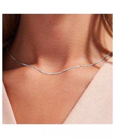 1.2mm Box Chain Necklace for Women, 16"-24" Thin Silver Tone Necklace Chain for Women, Stainless Steel Womens Chains 16, 18, ...