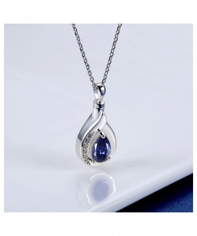 Teardrop Urn Necklace for Ashes - 925 Sterling Silver Blue Cremation Pendant Memorial Keepake Funeral Necklace Jewelry Gifts ...