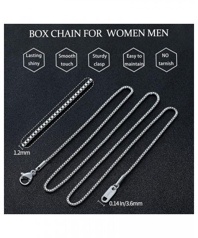 1.2mm Box Chain Necklace for Women, 16"-24" Thin Silver Tone Necklace Chain for Women, Stainless Steel Womens Chains 16, 18, ...