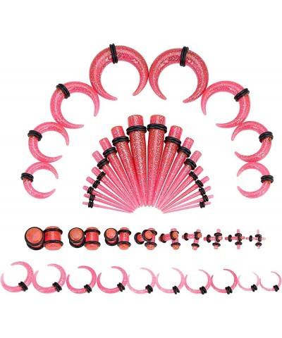 54pcs Acrylic Ear Stretching Kit 14G-00G Taper Plugs Spiral Ear Tapers Kit Ear Gauges Stretcher Expander 54pcs Crescent, Glit...