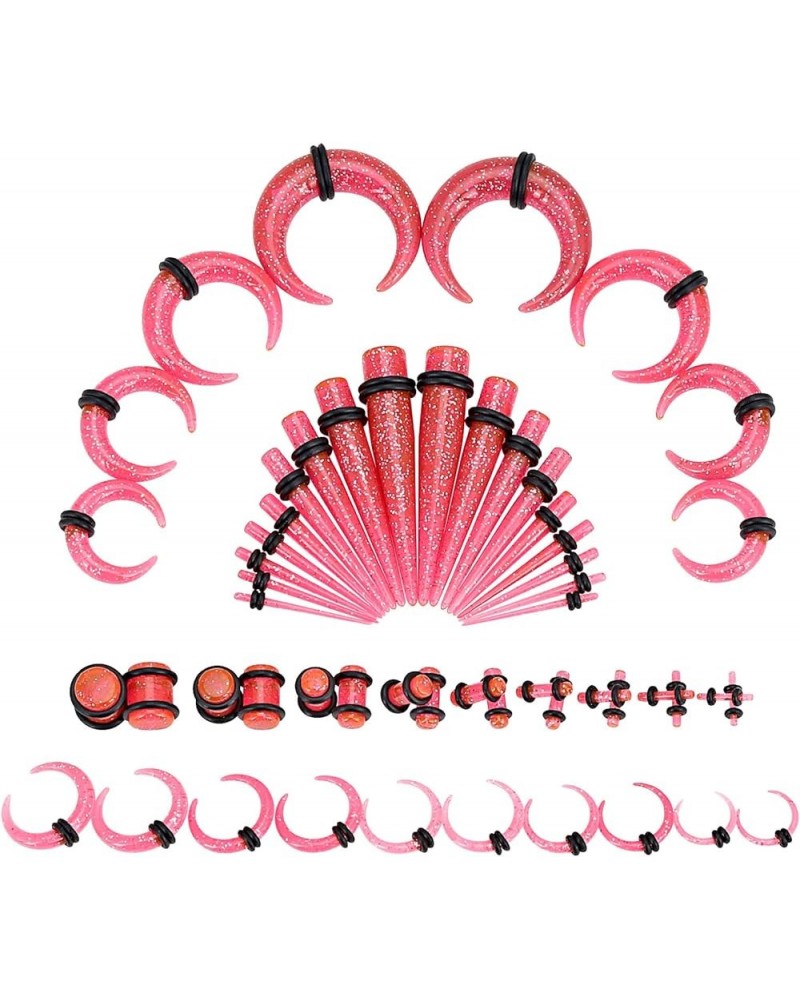 54pcs Acrylic Ear Stretching Kit 14G-00G Taper Plugs Spiral Ear Tapers Kit Ear Gauges Stretcher Expander 54pcs Crescent, Glit...